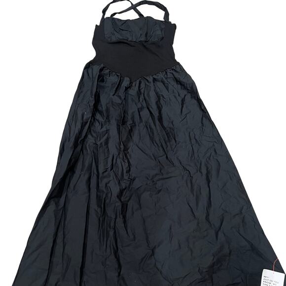 ASOS Black Ruched Maxi Corset Cross Back Dress Size 10 - Picture 1 of 8